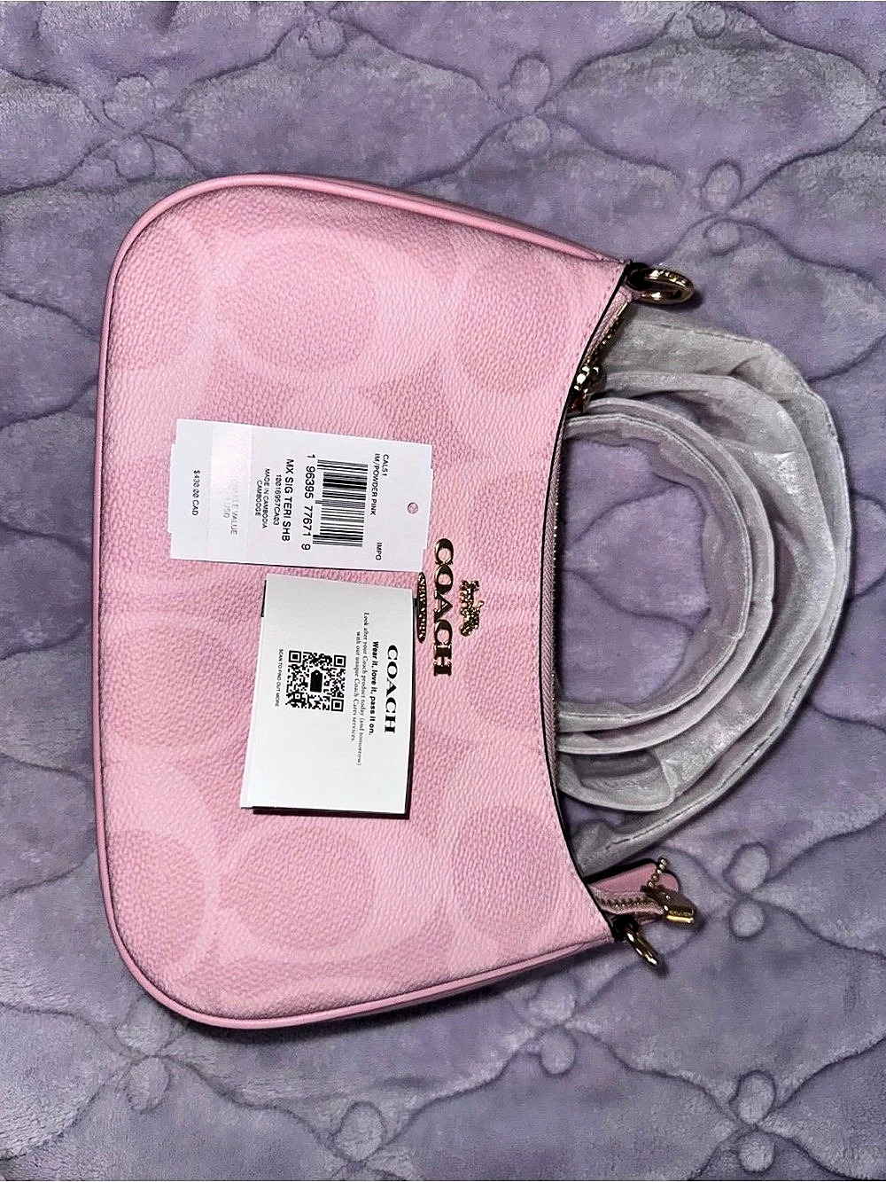 COACH Teri Shoulder Bag in Signature Canvas Pink Shoulder Bag NWT